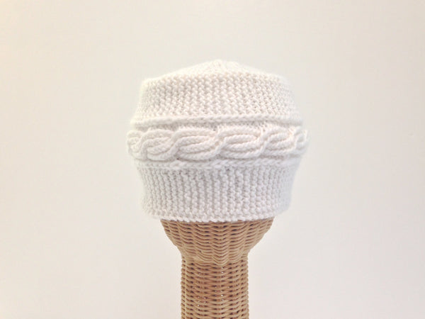 Cloche Celtic Cable Hat Winter White - Buttermilk Cottage - 3