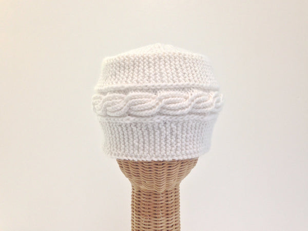 Cloche Celtic Cable Hat Winter White - Buttermilk Cottage - 3