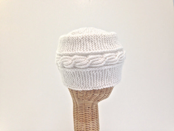 Cloche Celtic Cable Hat Winter White - Buttermilk Cottage - 2