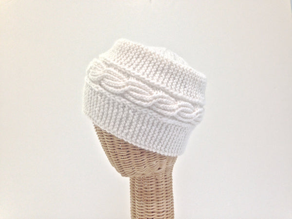 Cloche Celtic Cable Hat Winter White - Buttermilk Cottage - 1