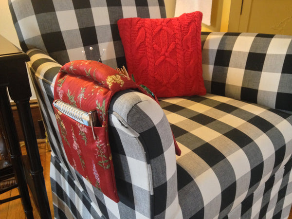 Tools Knitter's Armchair Caddy Red Floral Fabric - Buttermilk Cottage