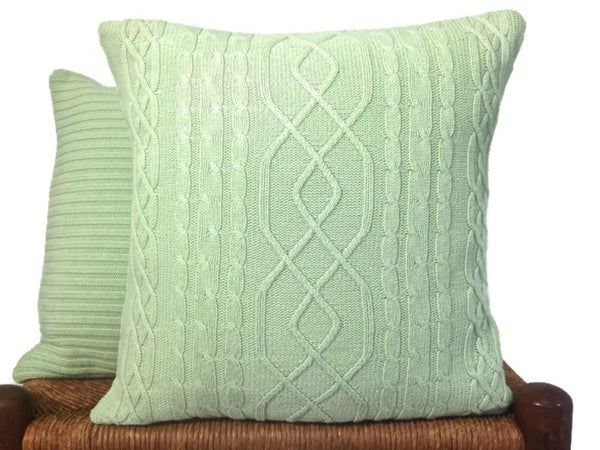 Sweater Pillow Set Pale Green Cable - Buttermilk Cottage