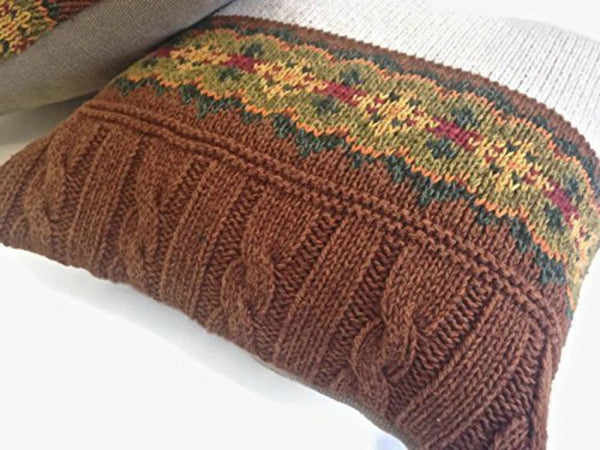 Sweater Pillow Set Brown Fair Isle - Buttermilk Cottage
