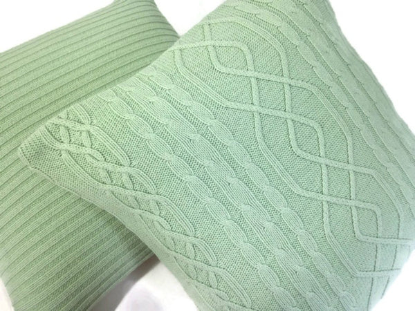 Sweater Pillow Set Pale Green Cable - Buttermilk Cottage