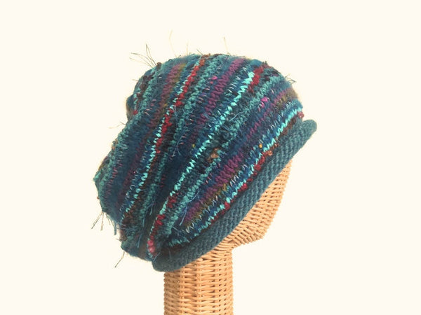 Slouchy Hat Teal FUSION - Buttermilk Cottage