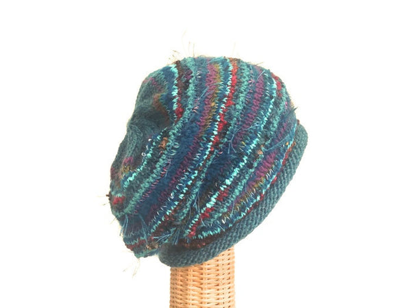 Slouchy Hat Teal FUSION - Buttermilk Cottage