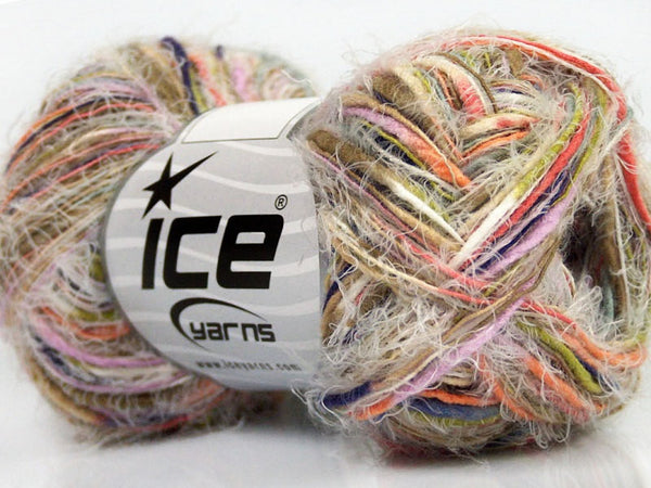 Yarn ICE Zinnia White Khaki Salmon - Buttermilk Cottage - 1