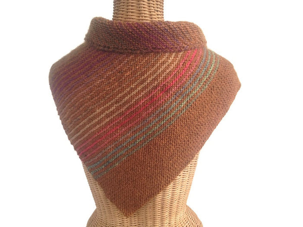 Triangular Shawl Scarf Wool Brown - Buttermilk Cottage - 2