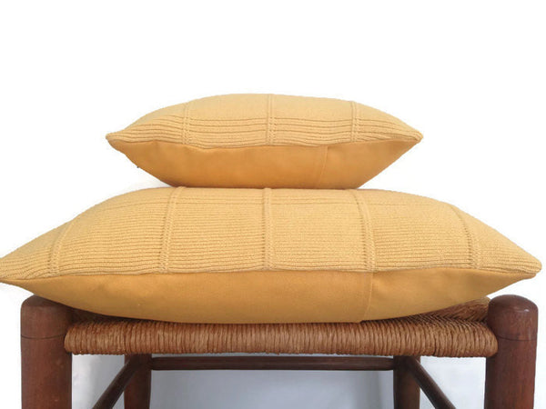 Sweater Pillow Set Yellow Grid - Buttermilk Cottage - 5