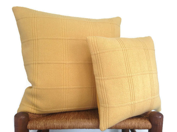 Sweater Pillow Set Yellow Grid - Buttermilk Cottage - 1