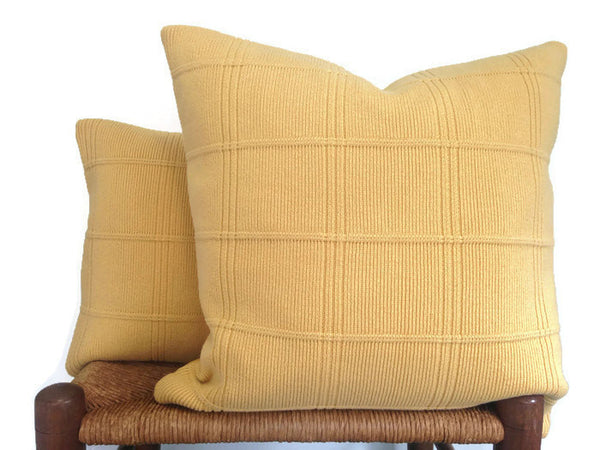 Sweater Pillow Set Yellow Grid - Buttermilk Cottage - 2