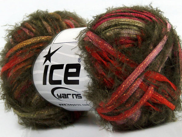 Yarn ICE Techno Shine Khaki Red Lilac - Buttermilk Cottage