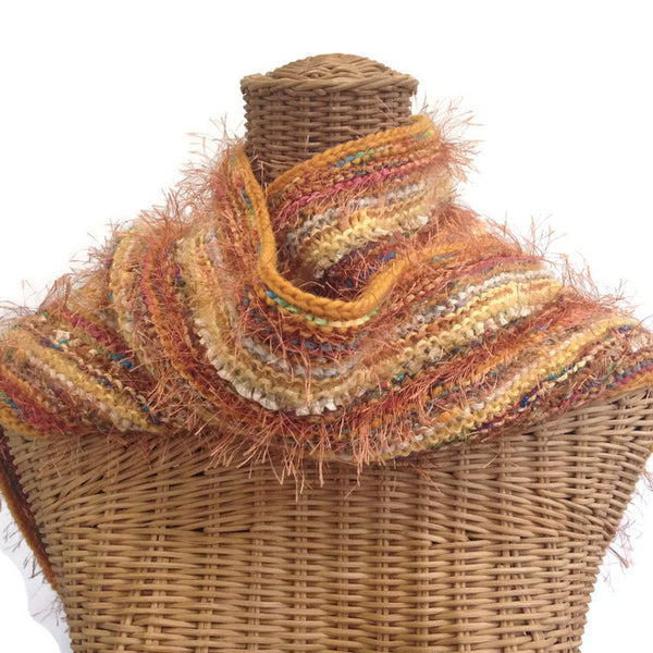 Hand Knit Scarf Gold FUSION - Buttermilk Cottage