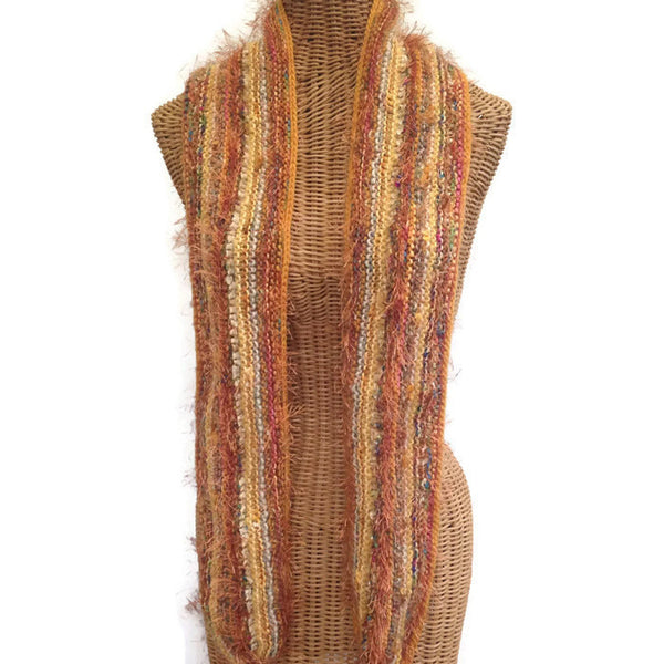 Hand Knit Scarf Gold FUSION - Buttermilk Cottage