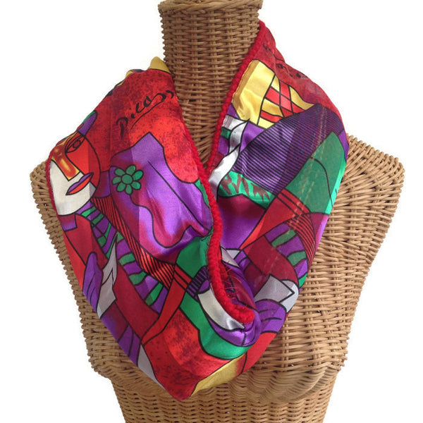 Reversible Cowl Abstract Print Red - Buttermilk Cottage