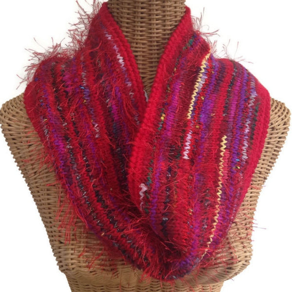 Reversible Cowl Abstract Print Red - Buttermilk Cottage