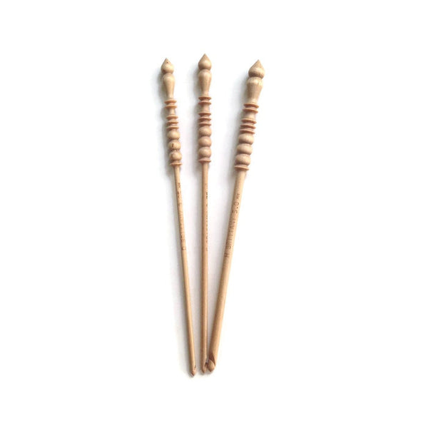 Complete Set Brittany Crochet Hooks  with French Postcard Fabric Roll Up Case - Buttermilk Cottage