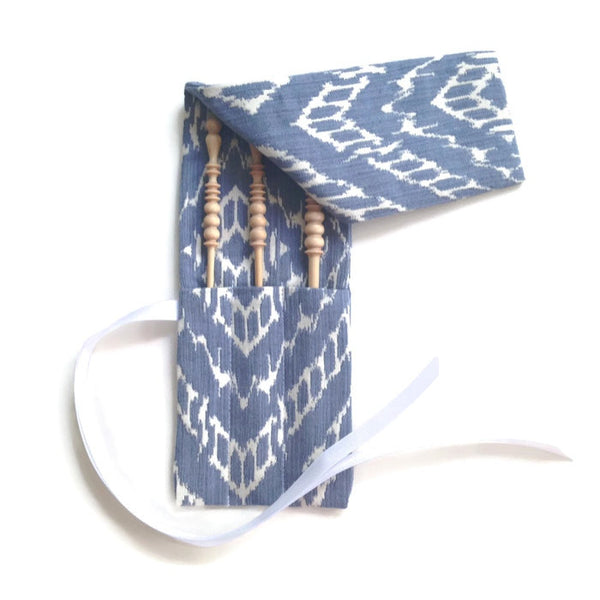 Crochet Hooks for Knitters Blue Woven Ikat - Buttermilk Cottage